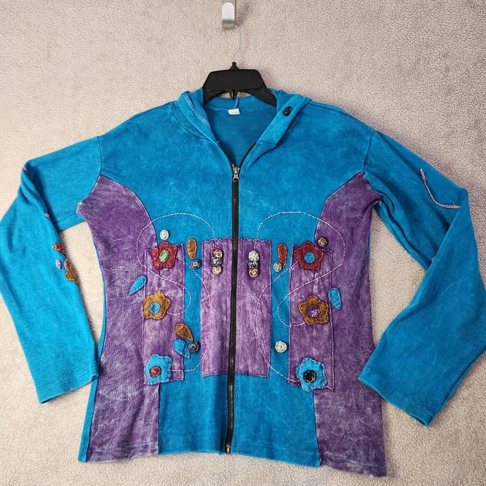 Hippie Boho Zip front Hoodie Jacket